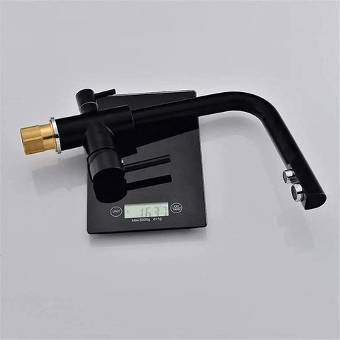 Black Kitchen Faucet with 360° SwivelDual Handle Water Filter TapDeck-Mounted Mixer with Aerator3-Way Design for Clean Drinking WaterAusious Clouds LWX on scale.