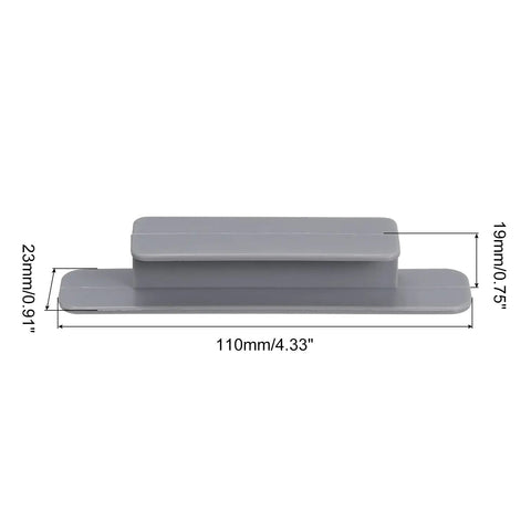 Four Pack Self Adhesive Drawer Handles Grey Plastic Pulls For Cabinets Bathroom Closet Wardrobe Dresser 110mm Long With Smooth Groove Design And Easy No Drill Installation, 110x23x19 mm