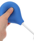 220ML Rubber Squeeze Bulb For Liquid Handling held in hand, Blue, Heavy-Duty Manual Pipette Sucker, Large 6.8 Inch Fluid Vacuum Washer