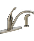 4 Hole Single Handle Kitchen Faucet With Side Sprayer In Brushed Nickel Finish, No Fuss Install, Diamond Seal Technology