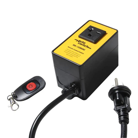 Wireless Remote Start Switch For Dust Collector 220V Starter Outlet With Battery Included Control Your Dust Collector From Anywhere In The Workshop For Quick On Off Convenience No Fuss Setup, with remote and plug visible
