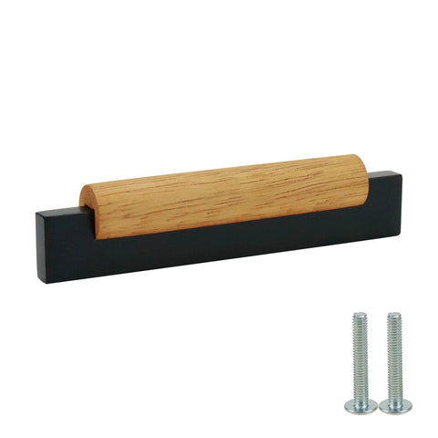 Eight Pack Black Wood T Bar Drawer Pulls for Cabinets Wardrobe Kitchen Dresser Hardware 3.78 Inch Hole Spacing with screws