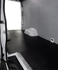 Premium Light Gray 4 mm Polypropylene Van Wall Liner With Full Hardware Kit For Commercial Cargo Panels interior view of cargo area