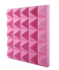 Heavy Duty Pink Acoustic Foam Panels For Walls 12 Pack Self Adhesive Soundproofing Tiles in detailed view.