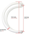 C-Shaped Push Pull Door Handle Set For Glass Doors With Round Tube Built To Last White Finish 25mm And 1 Inch Diameter Paired Stainless Steel Door Pull Hardware For Bathroom Kitchen Studio, 31cm length and 28.5cm hole distance