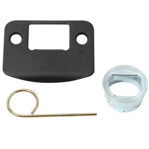Aged Bronze Electric Touch Screen Entry Lock With Camelot Lever, Refurbished Like New, installation accessories shown