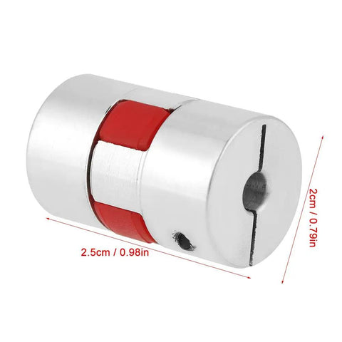 Flexible Spider Shaft Coupling For CNC Stepper Motors D20 L25 5mm To 8mm Bore with red insert, side view