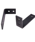 Black metal hangers for 2 Panel Bypass Sliding Doors Kit With Frosted Glass And Solid Wood In Black, Interior Barn Style, 84x96 Inches.