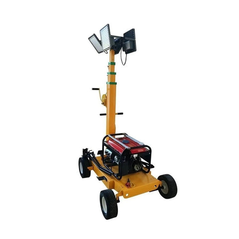Built Like A Truck Portable Manual Lift Pole Heavy Duty Hand Crank Telescopic Mast Smooth Extending Lighting Boom for construction with lights.