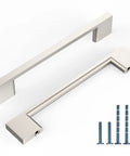 10 Pack 5 Inch 128mm Cabinet Handles Brushed Satin Nickel Zinc Alloy Drawer Pulls with screws, displayed on white background