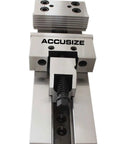 6 By 8 Inch Cnc Machine Vise System With Matched Bases And 0.0004 Inch Tolerance forged steel body top view showing clamping mechanism.