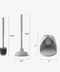 2 In 1 Toilet Plunger And Brush Set With Holder, Must Have Compact Bathroom Cleaning Tool, Durable Toilet Bowl Brush And Plunger Combo In Grey