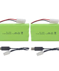 2 Pack 9.6V 2800mAh AA NiMH Rechargeable Batteries With Tamiya Plug And USB Charger Cables For RC Cars, Trucks, Tanks, Boats, Ships