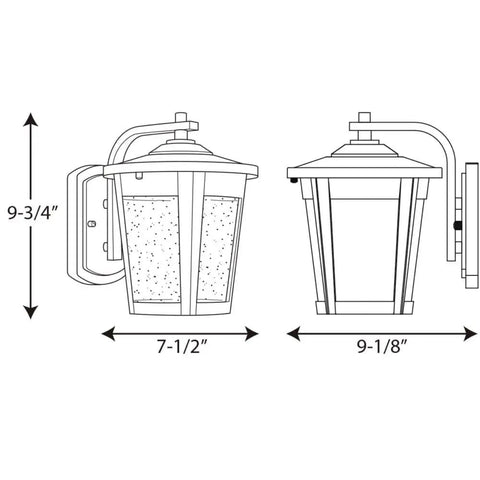 East Haven 1 Light LED Outdoor Wall Lantern with Clear Seeded Glass, Antique Bronze Finish, dimensions 9-3/4"H x 7-1/2"W.