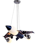 Airplane Shape Three Light Pendant For Kids Room Metal LED Suspension Fixture With Adjustable Chain Cartoon Aircraft Ceiling Light For Childrens Bedroom