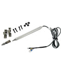 LVDT Linear Position Sensor With Eye Rod KPM12 100mm Travel Range shown with mounting hardware and cable for machinery automation.