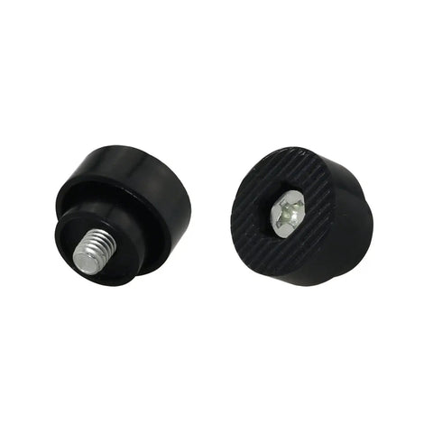 Three Pack Kick Down Door Stop Rubber Tip Replacements With Screws Black Rubber Door Stopper Tips, durable construction, shown front view.