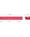 Diagram of Red Picatinny Rail Mount for Savage Axis series rifles with dimensions, lightweight 6061 aluminum