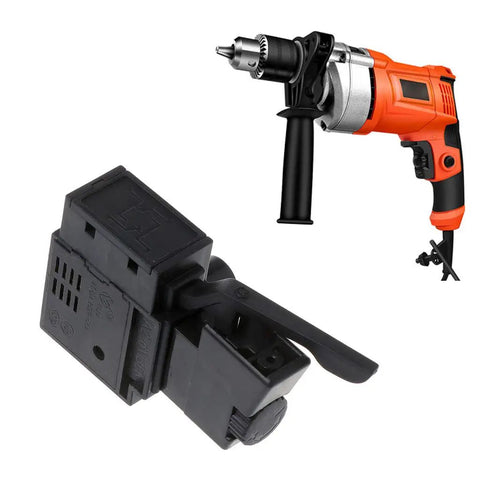 Electric Drill Speed Control Push Button Switch For Power Tools With Built In Speed Knob On Off Momentary LED Indicator And Industrial Trigger Lever For Hand Drills, black plastic