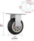 Heavy Duty Swivel Rubber Caster Wheels With Steel Plate Mount featuring 5 inch diameter wheel and 148mm height for flatbed carts.