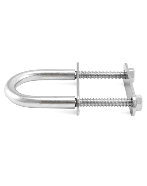 Marine stainless steel U bolt with nuts and plates for secure boat deck and trailer fittings, rust-resistant, M6 x 90mm, durable hardware.