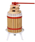 Heavy Duty Wooden Fruit Press With Oak Frame And Stainless Steel Parts, 18L Capacity Home Wine And Juice Maker For Apples Grapes And Berries, Easy Turn Hand Crank, Built To Last Kitchen Press. Front view