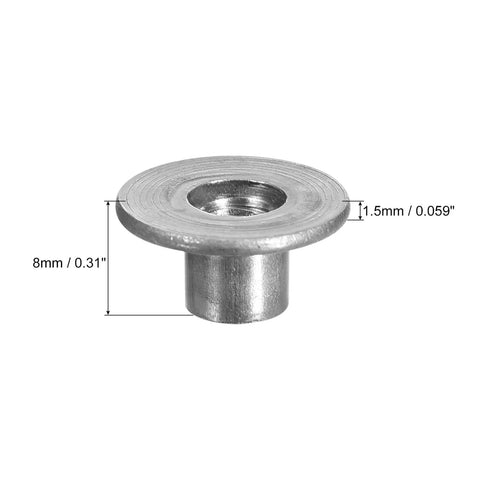 Top Rated M6 Tee Nuts 24 Piece Set Carbon Steel Weld Flange Inserts With Round Base And Through Hole Design, detailed view.