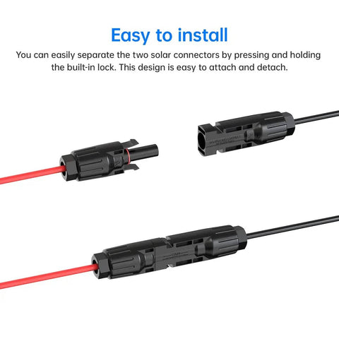 Easy install feature of High-Performance 10AWG Tinned Copper Solar Connector to SAE Adapter Kit