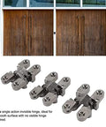 Invisible 180 Degree Zinc Alloy Cross Hinges For Cabinets And Wooden Doors Dope Hidden Hardware 43mm Mini Door Hinges 3 Piece Set