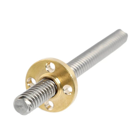 8mm Lead Screw Rod With Copper Nut For Z Axis Linear Rail, 500mm Length, stainless steel close-up view