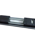 Dead On True Zero Point Three Millimeter Spirit Level 250 Millimeter Compact Torpedo Ruler with smooth reset vial on flat base.