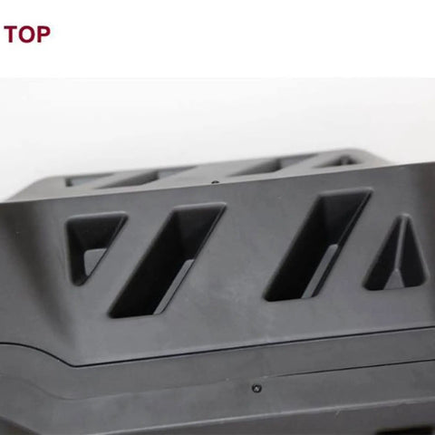Top view of Dual Chamber Outdoor Tumbling Compost Bin With Lid, Rotating Compost Tumbler for Garden, Vent Holes Visible