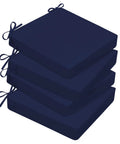 Ultra Comfort Outdoor Chair Cushions 19x19 Set Of 4 Navy Blue Waterproof Seats With Ties And Handle, 3-Inch Thick High-Density Foam