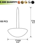 Top Shelf 7/16 Inch Upholstery Tacks For Furniture Repair And Diy Crafts With Killer Silver Nailhead Trim And Smooth Metal Finish. 100 pcs, 11mm diameter, 17mm long.