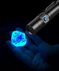 365nm UV Flashlight Blacklight illuminating mineral rock, rechargeable 5W ultraviolet torch for various detections