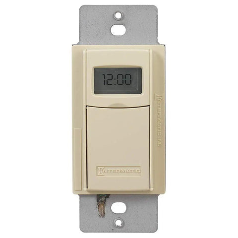 7 Day Astronomic Time Switch EI600C for single pole and 3 way, ivory color, no neutral wire required, easy to program