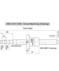 2005-2010-2020 Screw Machining Drawings with dimensions for Heavy Duty SFU2010 Ball Screw With Spindle Motor Kit