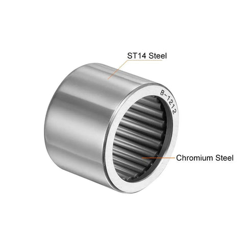 Close-up of Heavy Duty Needle Roller Bearings Built Tough With Full Complement Drawn Cup Open Style Three Quarter Inch ID One Inch OD