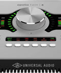 Apollo Twin X Quad Gen 2 Thunderbolt 3 Audio Interface And Sphere LX Modeling Microphone Bundle, front view of interface controls