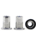 Amp Up Your Metal Fixes With This Awesome 10-Piece Set Of Flat Head Threaded Insert Nuts Ranging From M3 To M12 That Boasts Rock Hard Aluminum Build For Heavy Load And Super Secure Fastening In Cars, Homes, Or Any Wild Industrial Project Without Losing A: Close-up of aluminum flat head threaded insert nuts in M3-M12 sizes.