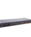 Heavy Duty 10 Outlet Power Sequencer Conditioner With Bright Digital Display, rack mount design, multiple outlets, front view.