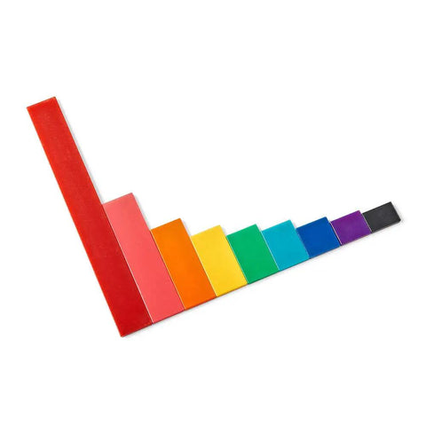 Colorful plastic rainbow fraction tiles set for kids hands on learning fractions and equivalence arranged in size order of 51 pieces