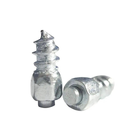 200 Pcs 9 Mm Tungsten Carbide Anti Slip Tire Spikes Reusable Screw Mount Bike Boot Shoe Crampon close-up view of traction spikes.