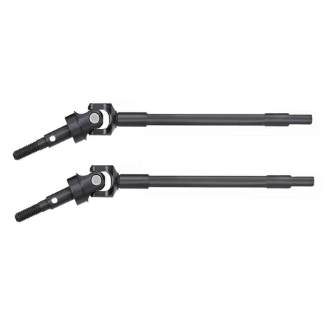 Pair of Beefy Hard Steel Front CVD Drive Shafts for 1 Tenth Axial SCX10 I RC Crawler, 103mm long, visible bolts at one end.