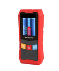 No Nonsense 4 In 1 Stud Finder Wall Scanner displays screen with buttons, designed for detecting moisture, metal, and more.