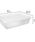 Totally Dope 28 Quart Storage Bins 2 Pack Featuring Crisp Clear View And Snug Snap Lid For Legit Closet Organization Bedroom Glow Up Or Dorm Room Must Haves In Classic White, showing dimensions and design.