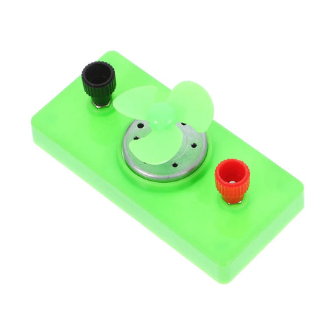 Mini Solar Powered DC Motor For Science Experiments And Hands On DIY Projects, green base with fan blades and connectors