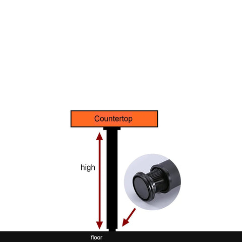 Diagram of Beefy Adjustable Metal Furniture Legs Stainless Steel Table Legs with adjustable height feature under countertop.