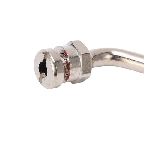 Close-up of Pro Grade Heavy Duty Truck Tire Valve Stem with 60 Degree Extension Adapter TR545D for Alcoa Wheels.