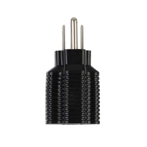 15 Amp To 20 Amp Plug Adapter For Home Use ETL Listed NEMA 5-15P To 5-15R And 5-20R Combo, black design, front view.